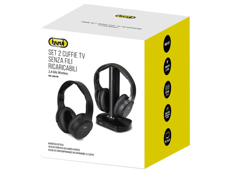 TREVI Brezžične naglavne TV Hi-Fi slušalke FRS 1580, 2x slušalke + polnilna postaja, baterija, do 30m