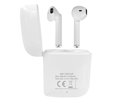 TREVI HMP 12E20 AIR mini Bluetooth 5.1 slušalke z mikrofonom, TWS, polnilna enota, touch kontrola, bele