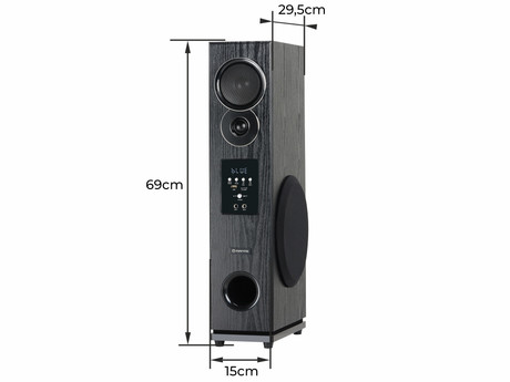 MANTA SPK0801X160D TALOS Hi-Fi zvočni sistem, KARAOKE, STEREO zvok, Bluetooth 5.0, HDMI ARC, FM Radio, USB / microSD / 2x MIC-in, + daljinski upravljalnik, lesen, črn