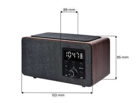 MANTA RDI910 WC radijski sprejemnik / ura / budilka, FM Radio, Bluetooth 5.0, polnilna baterija, Qi brezžični polnilec, microSD / AUX