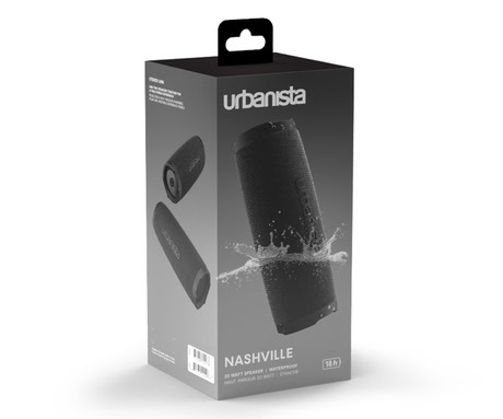 URBANISTA NASHVILLE prenosni zvočnik, 20W, Bluetooth® 5.2, TWS, do 18 ur predvajanja, upravljanje z gumbi, IPX7 vodoodpornost, USB Type-C, črn (Midnight Black)