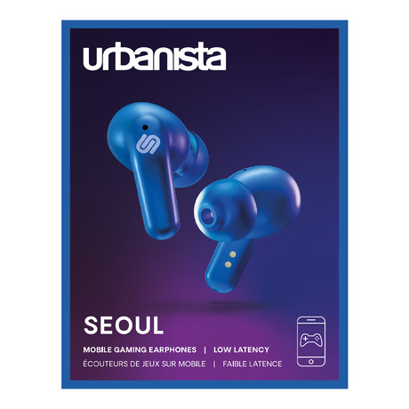 URBANISTA SEOUL brezžične slušalke, Bluetooth® 5.2, TWS, do 32 ur predvajanja, upravljanje na dotik, brezžično polnjenje, nizka zakasnitev, modre (Electric Blue)