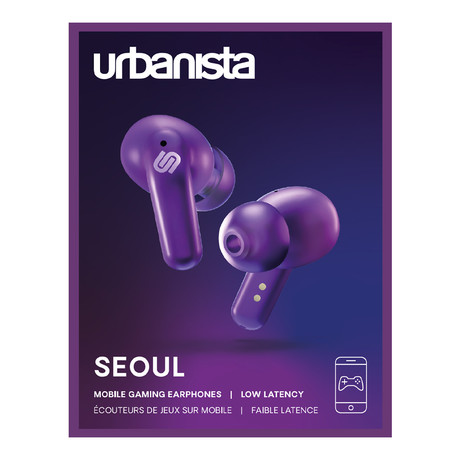 URBANISTA SEOUL brezžične slušalke, Bluetooth® 5.2, TWS, do 32 ur predvajanja, upravljanje na dotik, brezžično polnjenje, nizka zakasnitev, vijolične (Vivid Purple)