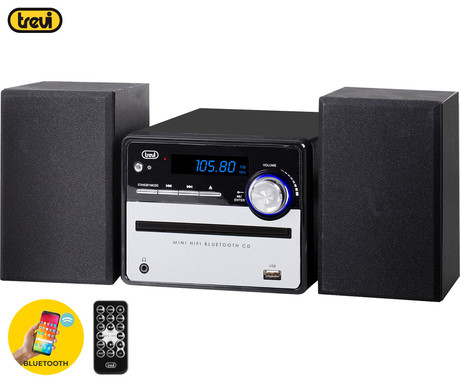 TREVI HCX 10F6 Hi-Fi zvočni sistem, 20W, FM Radio, Bluetooth, CD predvajalnik,  MP3 / USB / AUX, + daljinski upravljalnik, črn