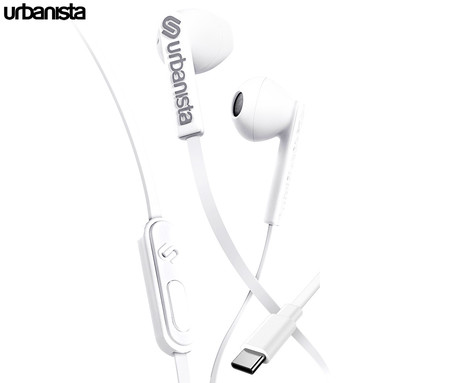 URBANISTA SAN FRANCISCO žične slušalke z mikrofonom, USB Type-C, hibridna ergonomska oblika, klicanje, Android / iOS / Windows, bele (Pure White)