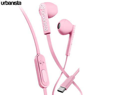 URBANISTA SAN FRANCISCO žične slušalke z mikrofonom, USB Type-C, hibridna ergonomska oblika, klicanje, Android / iOS / Windows, roza (Blossom Pink)