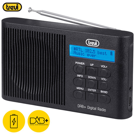 TREVI 7F91R Prenosni digitalni radio, DAB/DAB+/FM, polnilna baterija, črn