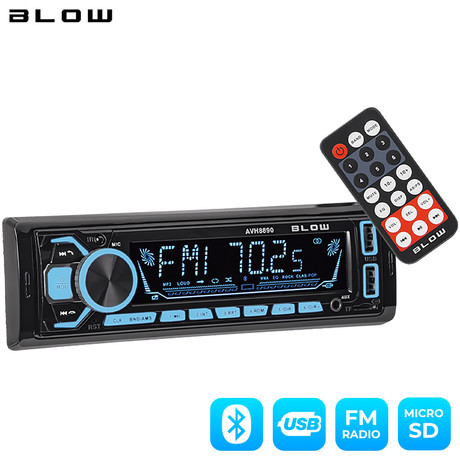 Avtoradio BLOW AVH8890, MP3, daljinski upravljalnik, Bluetooth/MicroSD/USB, 4x45W, večbarvni display