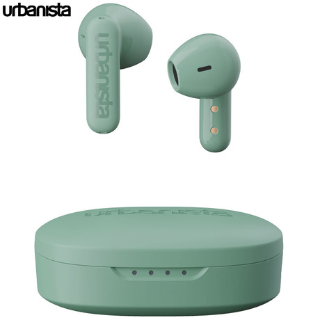 URBANISTA COPENHAGEN brezžične slušalke, Bluetooth® 5.2, TWS, do 32 ur predvajanja, upravljanje na dotik, IPX4 vodoodpornost, USB Type-C, zelene (Sage Green)