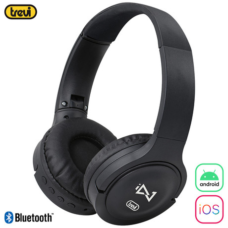 EOL - TREVI DJ 12E30 naglavne slušalke, Bluetooth 5.0, mikrofon, microSD, AUX-in, zložljive, črne