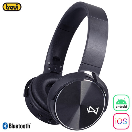 TREVI DJ 12E50 naglavne slušalke, Bluetooth 5.0, mikrofon, AUX-in, zložljive, črne