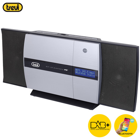 EOL - TREVI HCV 10D35, Glasbeni Hi-Fi sistem, FM Radio DAB/DAB+, Bluetooth, CD/MP3/USB/AUX-in, LCD zaslon, daljinec, črno srebrn