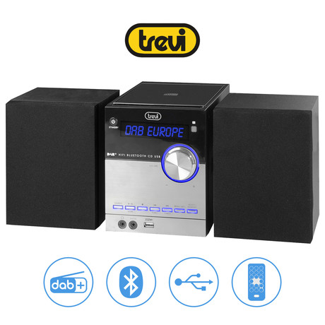 TREVI HCX 10D8, Glasbeni Hi-Fi sistem, FM Radio DAB/DAB+, BT/CD/MP3/USB/AUX-in, LCD zaslon