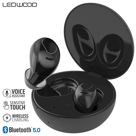 EOL - LEDWOOD LUNA brezžične slušalke, TWS, BT5.0, Voice, Touch, Brezžično polnjenje, črne