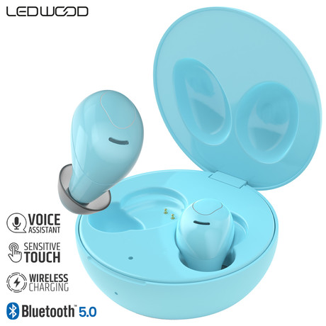 LEDWOOD LUNA brezžične slušalke, TWS, BT5.0, Voice, Touch, Brezžično polnjenje, modre