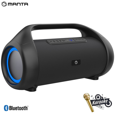 MANTA Boombox SPK310, Bluetooth 5.0, 90W RMS, TWS, polnilna baterija, RGB LED osvetlitev, IPX5 vodoodpornost, USB / AUX / MIC-in, Google Assistant & Siri, funkcija Power Bank, črn