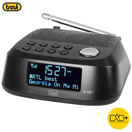 TREVI RC 80D4 Radio alarm ura + DAB/DAB+/FM Radio, USB polnilec, črna