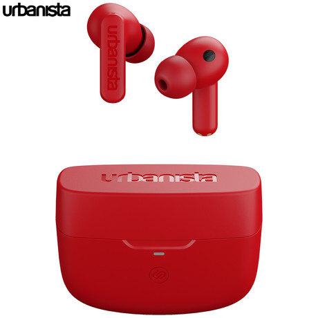 URBANISTA ATLANTA brezžične slušalke, Bluetooth® 5.2, TWS, ANC, do 34 ur predvajanja, upravljanje na dotik, IPX4 vodoodpornost, USB Type-C, rdeče (Vibrant Red)