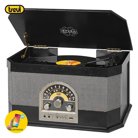 TREVI TT 1040 BT Gramofon s tehnologijo Bluetooth, USB, AUX-IN, AM/FM, črn