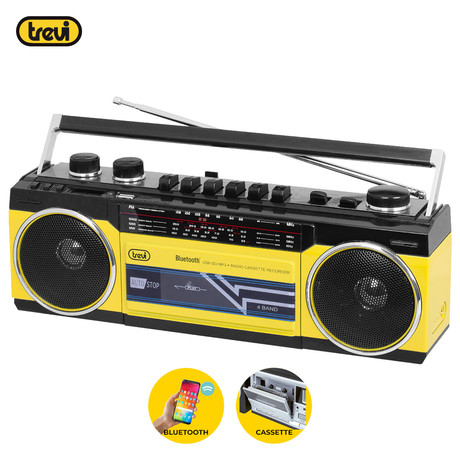 EOL - TREVI RR 501 BT Radijski kasetofon s tehnologijo Bluetooth, črno rumen