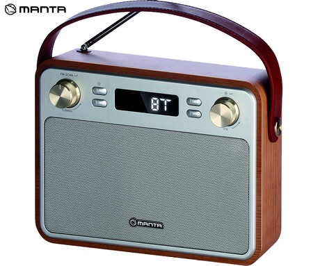 MANTA RDI915X CAPRI radijski sprejemnik, FM Radio, Bluetooth 5.0, polnilna baterijam USB / microSD / AUX, ročaj, RETRO