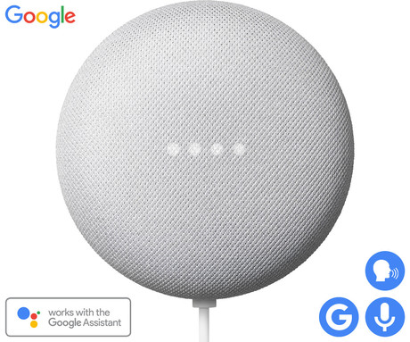 Google Nest Mini 2nd Gen pametni zvočnik, Bluetooth 5.0, WiFi, Google Assistant + Home, glasovni pomočnik, glasovno upravljanje, 3x mikrofon, bel (Chalk)