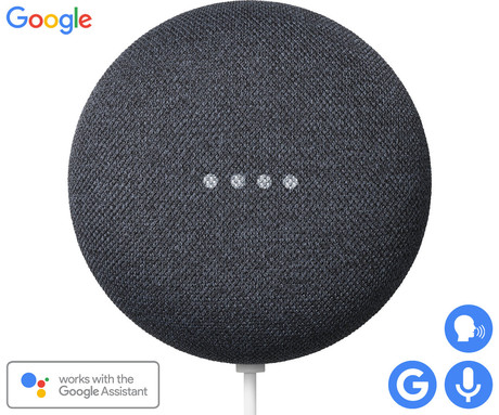 Google Nest Mini 2nd Gen pametni zvočnik, Bluetooth 5.0, WiFi, Google Assistant + Home, glasovni pomočnik, glasovno upravljanje, 3x mikrofon, siv (Charcoal)