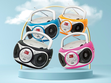 EOL - TREVI CD 512 Boombox radijski in CD predvajalnik, FM Radio, AUX, LCD zaslon, antena, oranžen