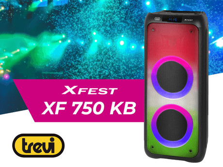 EOL - TREVI XF 750 KB prenosni KARAOKE zvočnik, Bluetooth, 100W RMS, TWS, Equalizer, polnilna baterija, USB / microSD / AUX / MIC-in, črn