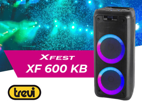 EOL - TREVI XF 600 KB prenosni KARAOKE zvočnik, Bluetooth, 80W RMS, Equalizer, polnilna baterija, USB / microSD / AUX / MIC-in, črn