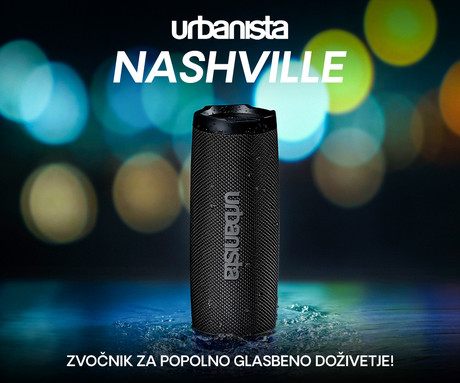 URBANISTA NASHVILLE prenosni zvočnik, 20W, Bluetooth® 5.2, TWS, do 18 ur predvajanja, upravljanje z gumbi, IPX7 vodoodpornost, USB Type-C, črn (Midnight Black)