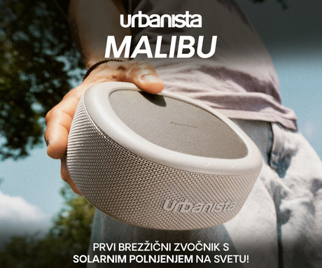 URBANISTA MALIBU prenosni SOLARNI zvočnik, solarno polnjenje, Bluetooth® 5.2, TWS / Stereo Link, polnilna baterija, brezplačna aplikacija, IP67 vodoodpornost, USB Type-C, črn (Midnight Black)