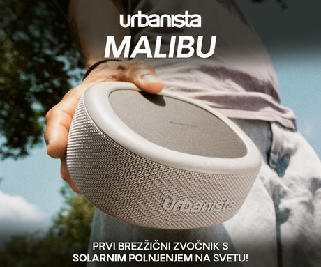 URBANISTA MALIBU prenosni SOLARNI zvočnik, solarno polnjenje, Bluetooth® 5.2, TWS / Stereo Link, polnilna baterija, brezplačna aplikacija, IP67 vodoodpornost, USB Type-C, siv (Desert Gray)