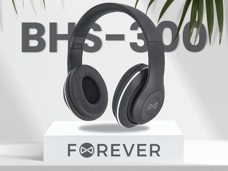 EOL - FOREVER BHS-300 brezžične naglavne slušalke, Bluetooth, baterija, črne