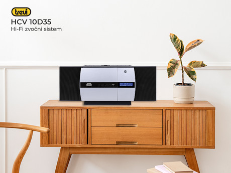 EOL - TREVI HCV 10D35, Glasbeni Hi-Fi sistem, FM Radio DAB/DAB+, Bluetooth, CD/MP3/USB/AUX-in, LCD zaslon, daljinec, črno srebrn