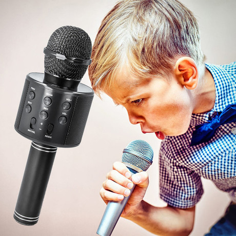 EOL - MANTA MIC12 karaoke mikrofon + zvočnik, Bluetooth, USB, microSD, vgrajena baterija, črn