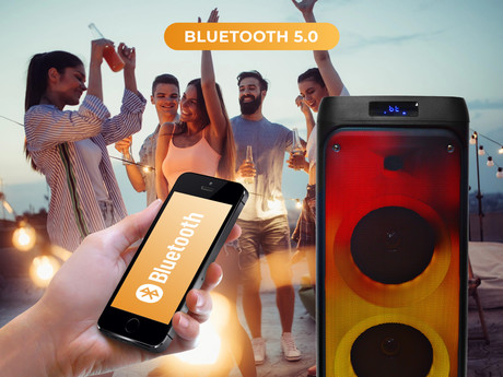 EOL - MANTA SPK5220 Flame, Karaoke, vgrajena baterija, Bluetoth/USB/MP3/RADIO FM, Disco LED lučke, TWS, 7.000W P.M.P.O