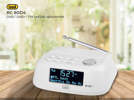 TREVI RC 80D4 Radio alarm ura + DAB/DAB+/FM Radio, USB polnilec, bela