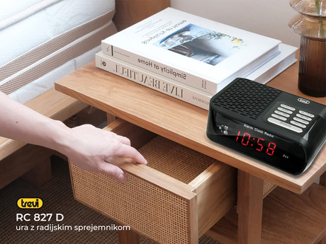 TREVI RC 827 Digital Radio alarm ura, FM Radio, Snooze, Sleep, črna