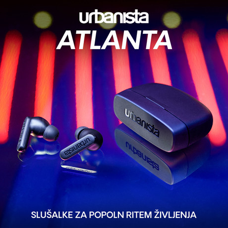 URBANISTA ATLANTA brezžične slušalke, Bluetooth® 5.2, TWS, ANC, do 34 ur predvajanja, upravljanje na dotik, IPX4 vodoodpornost, USB Type-C, črne (Midnight Black)