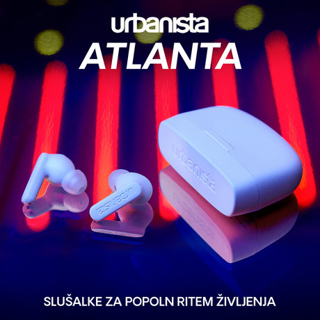 URBANISTA ATLANTA brezžične slušalke, Bluetooth® 5.2, TWS, ANC, do 34 ur predvajanja, upravljanje na dotik, IPX4 vodoodpornost, USB Type-C, bele (Pure White)