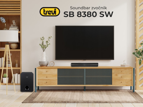 EOL - TREVI SB 8380 SW soundbar zvočnik + brezžični subwoofer, STEREO 2.1, 90W RMS, Bluetooth 5.0, USB / AUX / HDMI ARC / Optični vhod, LED zaslon, priložen daljinski upravljalnik, črn