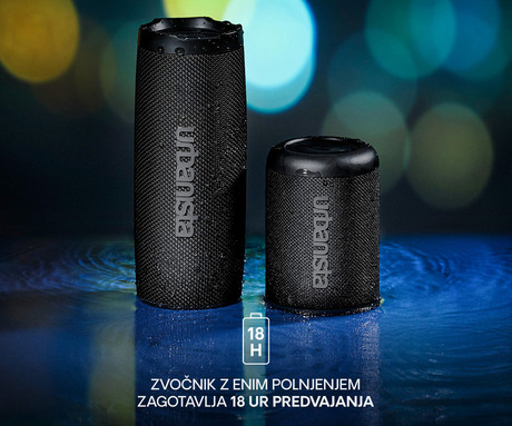 URBANISTA NASHVILLE prenosni zvočnik, 20W, Bluetooth® 5.2, TWS, do 18 ur predvajanja, upravljanje z gumbi, IPX7 vodoodpornost, USB Type-C, črn (Midnight Black)