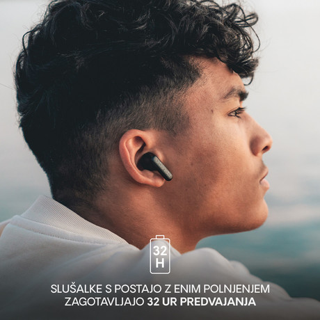 URBANISTA COPENHAGEN brezžične slušalke, Bluetooth® 5.2, TWS, do 32 ur predvajanja, upravljanje na dotik, IPX4 vodoodpornost, USB Type-C, črne (Midnight Black)