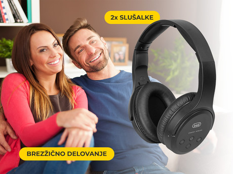 TREVI Brezžične naglavne TV Hi-Fi slušalke FRS 1580, 2x slušalke + polnilna postaja, baterija, do 30m