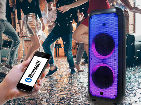 MANTA SPK5450 PHANTOM prenosni KARAOKE zvočnik, Bluetooth 5.0, 30.000W P.M.P.O., TWS, Equalizer, polnilna baterija, X-Bass, FM Radio, USB / microSD / AUX / MIC-in, črn