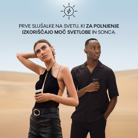 URBANISTA PHOENIX brezžične SOLARNE slušalke, Bluetooth® 5.2, TWS, solarno polnjenje, upravljanje na dotik, IPX4 vodoodpornost, USB Type-C, roza zlate (Desert Rose)