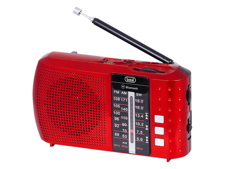 TREVI RA 7F20 Prenosni Radio FM/AW/SW, Bluetooth, MP3, USB/MicroSD, polnilna baterija, rdeč