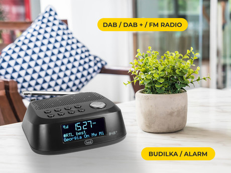 TREVI RC 80D4 Radio alarm ura + DAB/DAB+/FM Radio, USB polnilec, črna