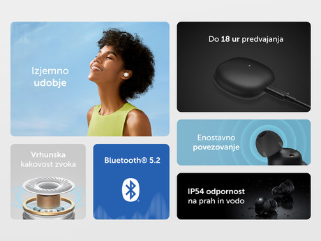 EOL - XIAOMI Redmi Buds 3 Lite slušalke, Bluetooth 5.2, TWS, polnilna enota, Type-C hitro polnjenje, črne